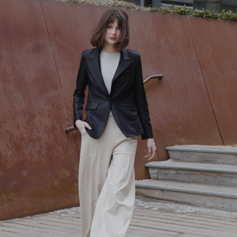 Liquid Leather™ Signature Pocket Blazer - Black | Clara Sunwoo