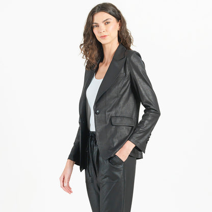 Liquid Leather™ Signature Pocket Blazer - Black | Clara Sunwoo