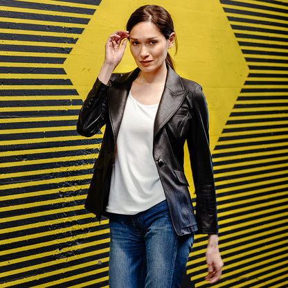 Liquid Leather™ Signature Pocket Blazer - Black | Clara Sunwoo