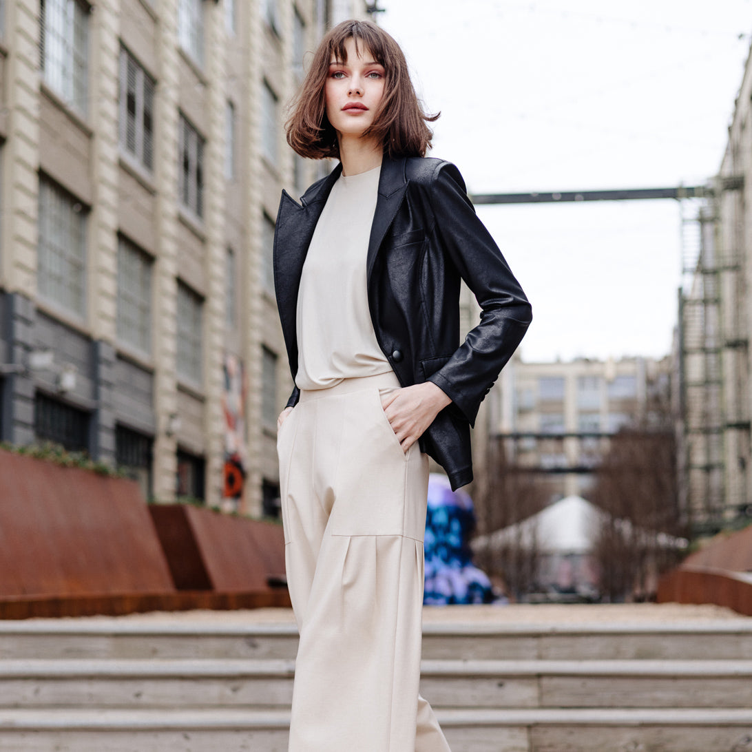 Liquid Leather™ Signature Pocket Blazer - Black | Clara Sunwoo