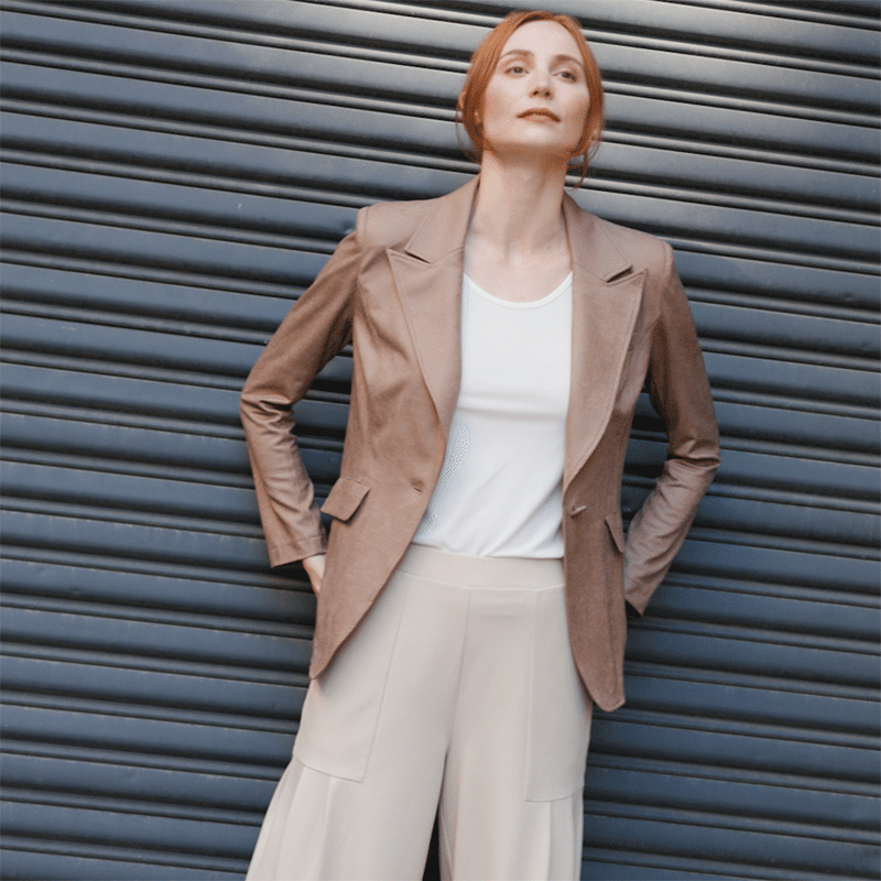 Liquid Leather™ Signature Pocket Blazer - Taupe | Clara Sunwoo