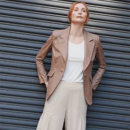 Liquid Leather™ Signature Pocket Blazer - Taupe | Clara Sunwoo