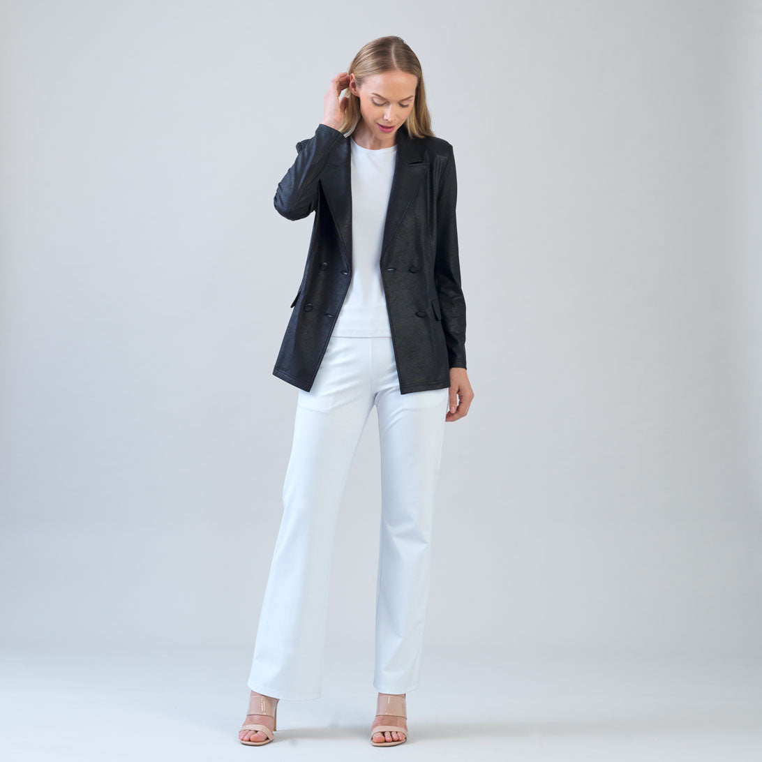 Liquid Leather™ Double Breasted Blazer - Black - Final Sale | Clara Sunwoo