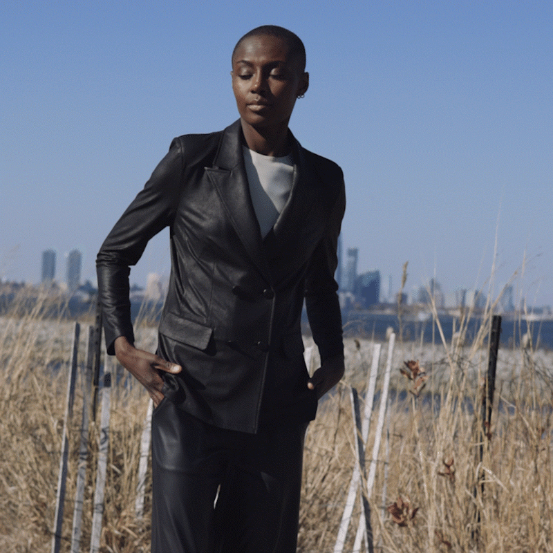 Liquid Leather™ Double Breasted Blazer - Black - Final Sale | Clara Sunwoo