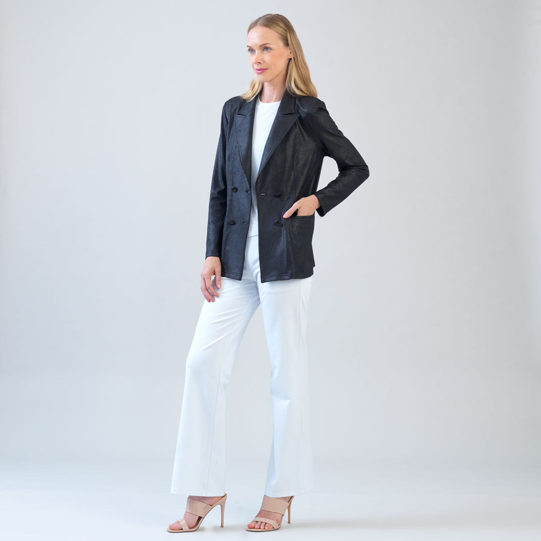 Liquid Leather™ Double Breasted Blazer - Black - Final Sale | Clara Sunwoo