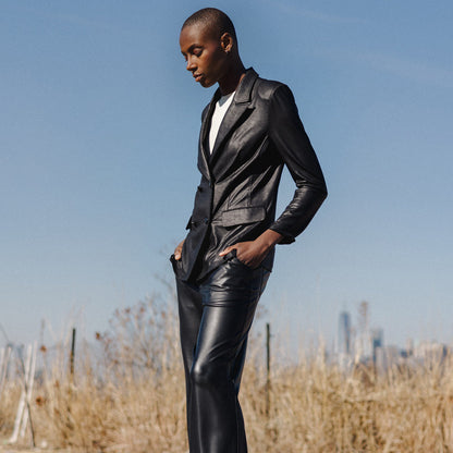 Liquid Leather™ Double Breasted Blazer - Black - Final Sale | Clara Sunwoo