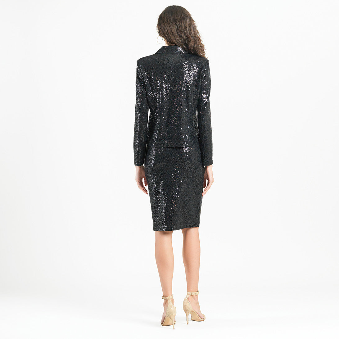 Sequin Knit - Modern Button Blazer - Black - Final Sale | Clara Sunwoo