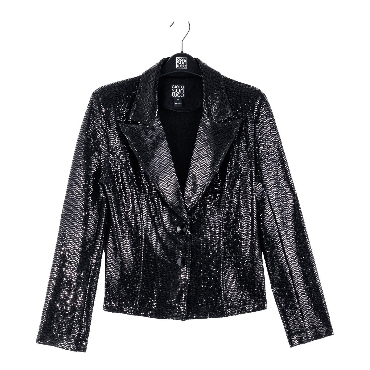 Sequin Knit - Modern Button Blazer - Black - Final Sale | Clara Sunwoo