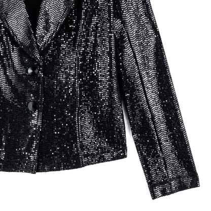 Sequin Knit - Modern Button Blazer - Black - Final Sale | Clara Sunwoo
