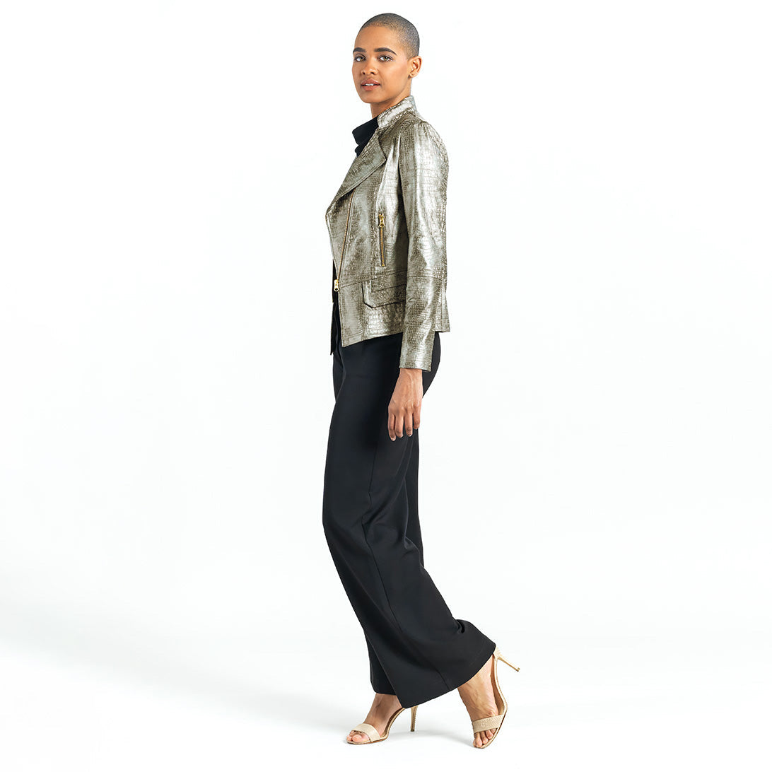 Liquid Leather™ Textured Biker Jacket - Crocodile - Limited Sizes | Clara Sunwoo