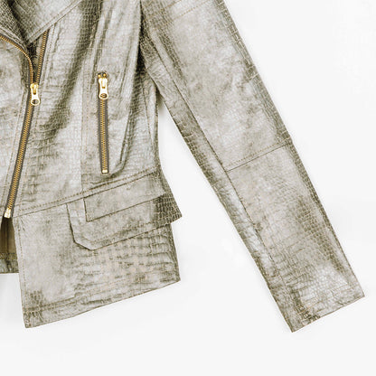 Liquid Leather™ Textured Biker Jacket - Crocodile - Limited Sizes | Clara Sunwoo