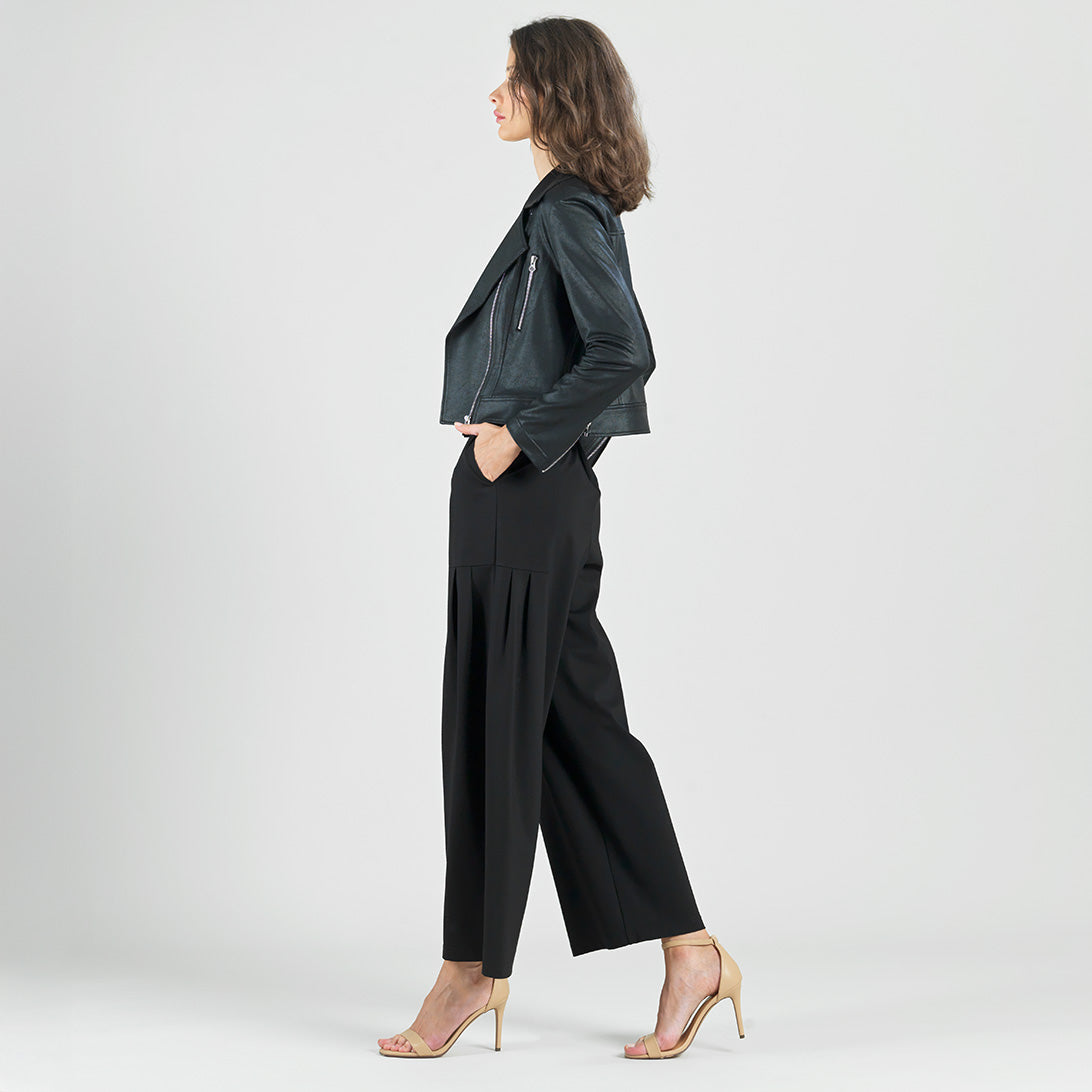 Liquid Leather™ Zip Cuff Moto Waist Jacket - Black | Clara Sunwoo