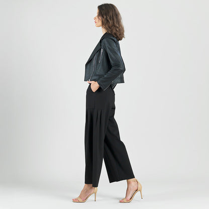 Liquid Leather™ Zip Cuff Moto Waist Jacket - Black | Clara Sunwoo