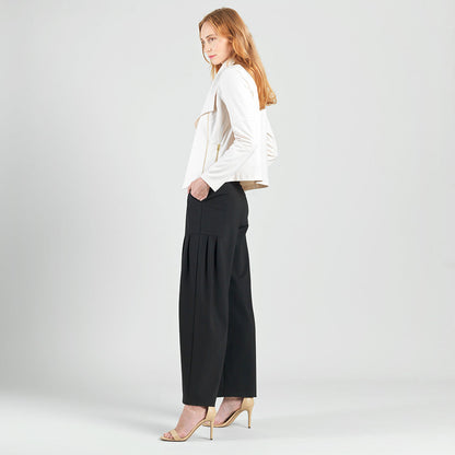Liquid Leather™ Drape Neck Zip Jacket - Ivory - Final Sale | Clara Sunwoo