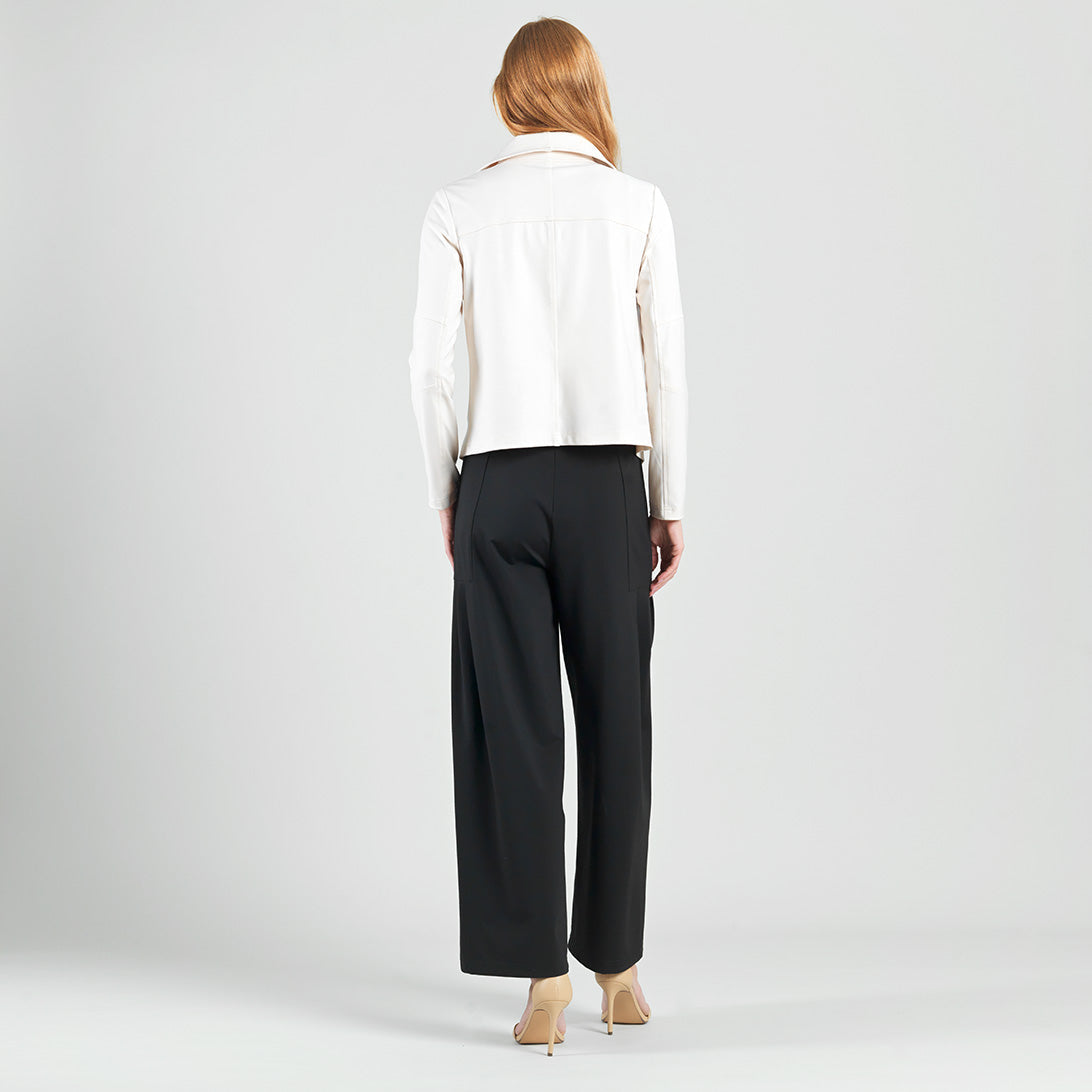Liquid Leather™ Drape Neck Zip Jacket - Ivory - Final Sale | Clara Sunwoo