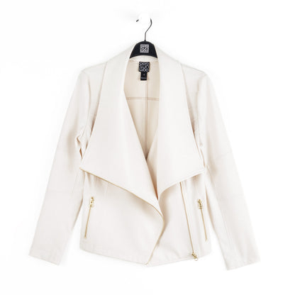 Liquid Leather™ Drape Neck Zip Jacket - Ivory - Final Sale | Clara Sunwoo