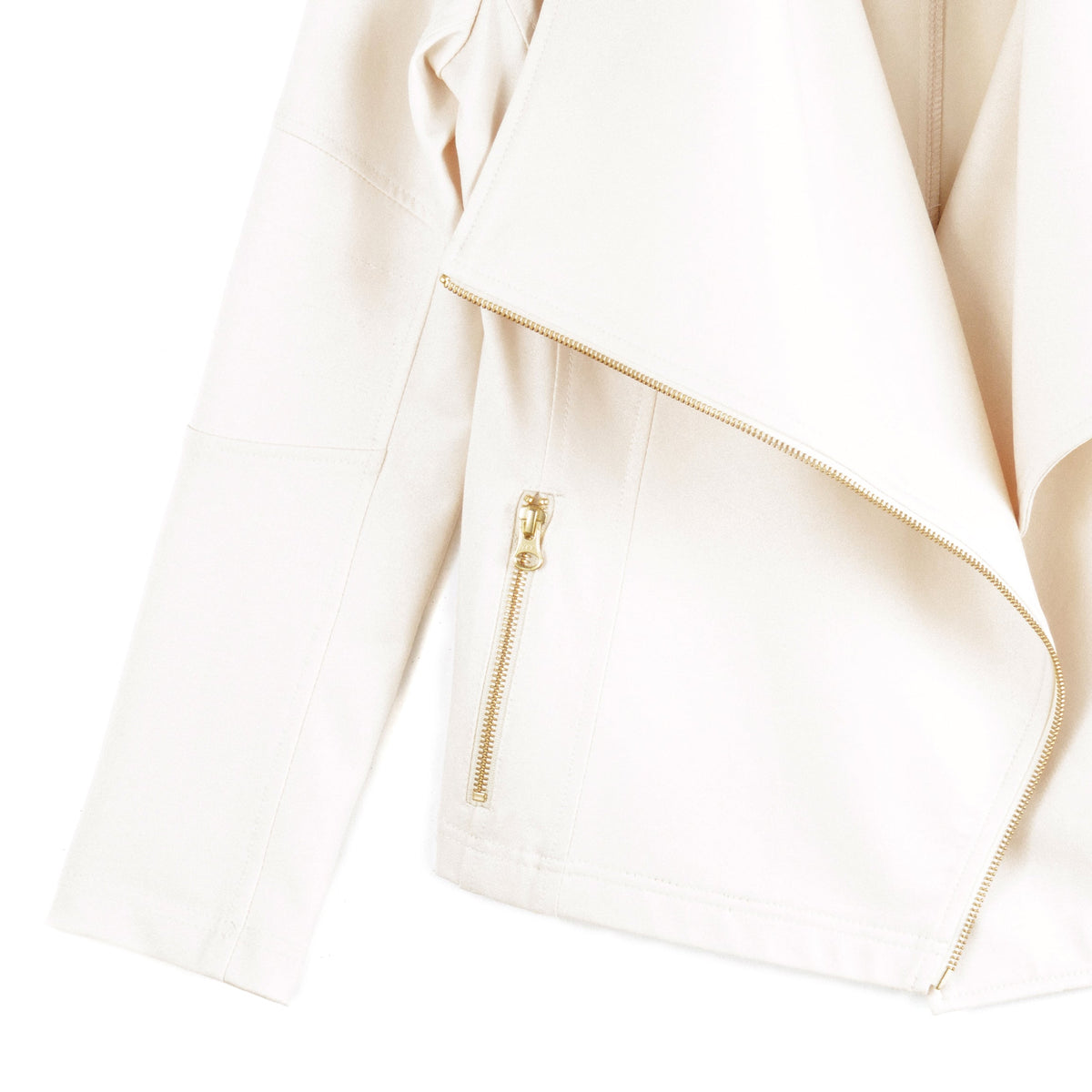 Liquid Leather™ Drape Neck Zip Jacket - Ivory - Final Sale | Clara Sunwoo