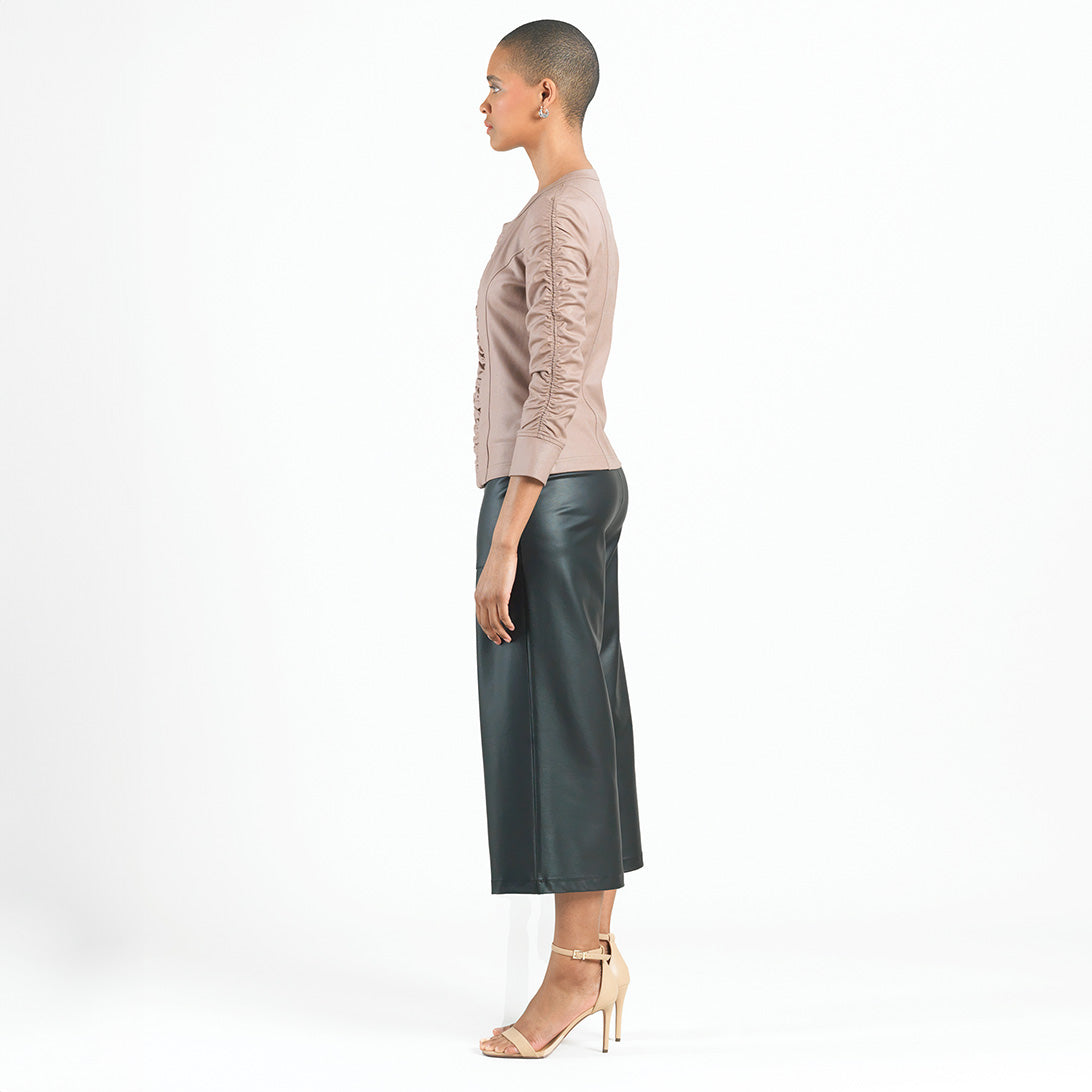 Liquid Leather™ Ruched Detail Jacket - Taupe - Final Sale | Clara Sunwoo