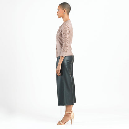 Liquid Leather™ Ruched Detail Jacket - Taupe - Final Sale | Clara Sunwoo