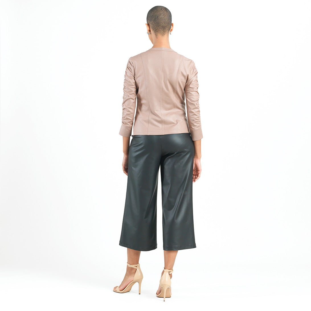 Liquid Leather™ Ruched Detail Jacket - Taupe - Final Sale | Clara Sunwoo