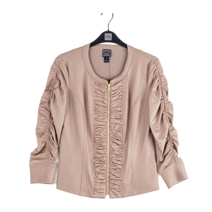 Liquid Leather™ Ruched Detail Jacket - Taupe - Final Sale | Clara Sunwoo