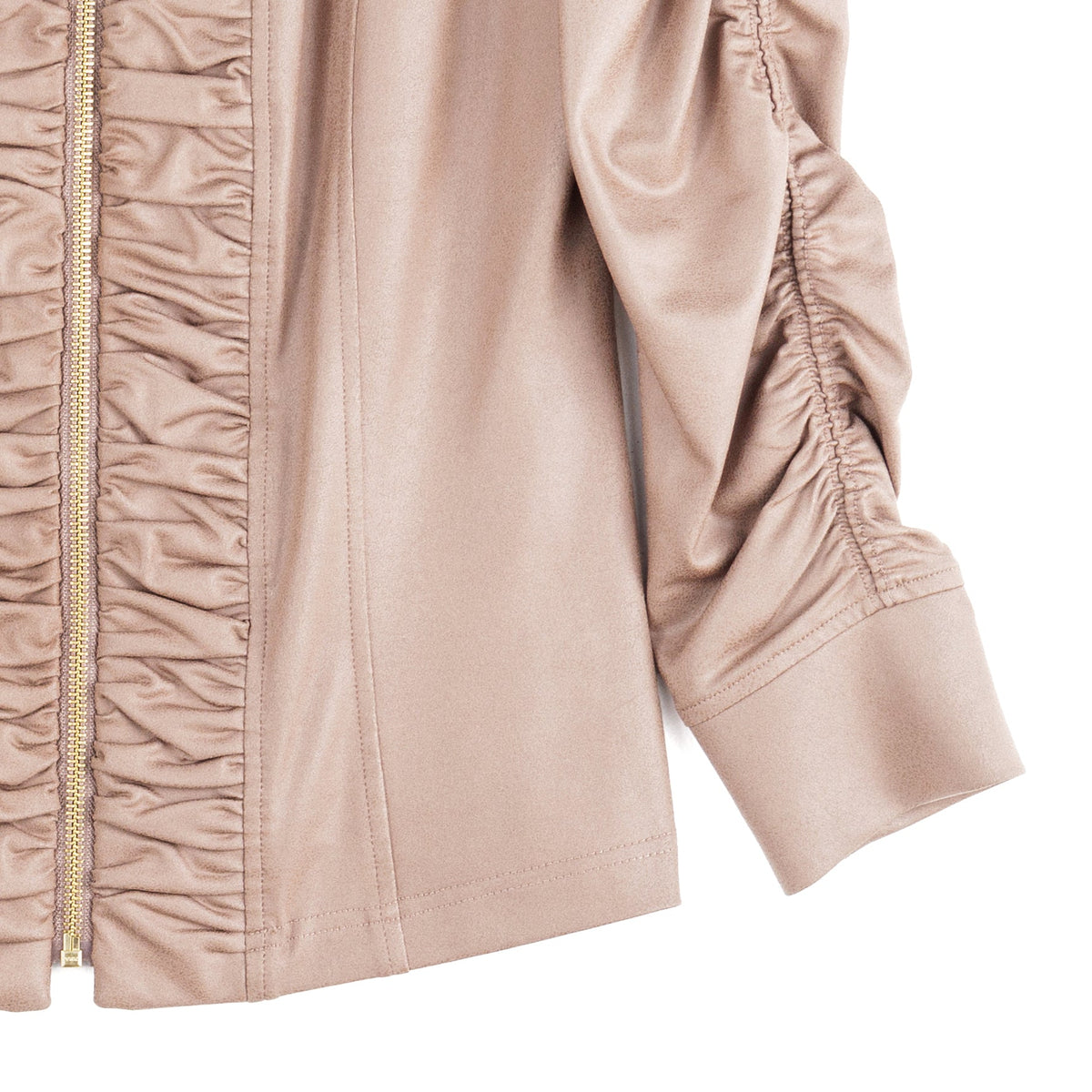 Liquid Leather™ Ruched Detail Jacket - Taupe - Final Sale | Clara Sunwoo