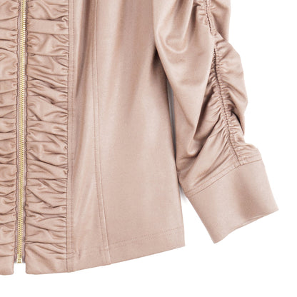 Liquid Leather™ Ruched Detail Jacket - Taupe - Final Sale | Clara Sunwoo