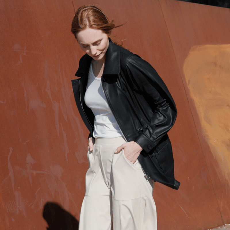 Liquid Leather™ Drawstring Waist Utility Jacket - Black - Final Sale | Clara Sunwoo