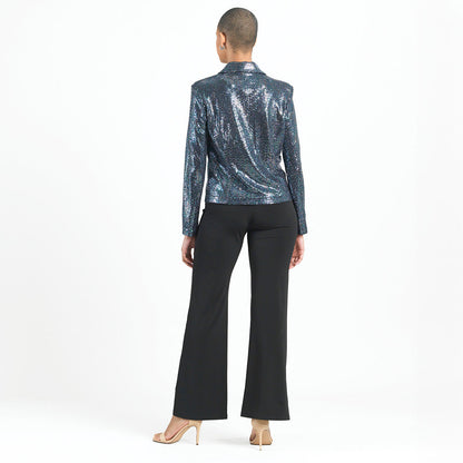 Shimmer Sequin - Modern Button Blazer - Gunmetal - Final Sale | Clara Sunwoo