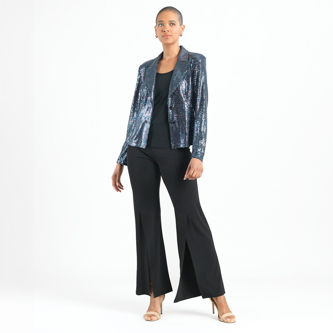 Shimmer Sequin - Modern Button Blazer - Gunmetal - Final Sale | Clara Sunwoo
