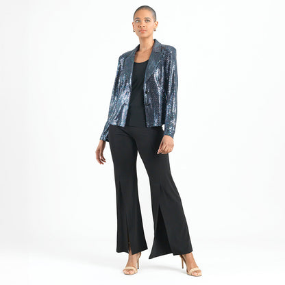 Shimmer Sequin - Modern Button Blazer - Gunmetal - Final Sale | Clara Sunwoo