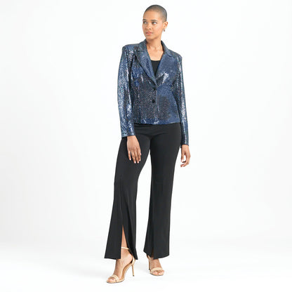 Shimmer Sequin - Modern Button Blazer - Gunmetal - Final Sale | Clara Sunwoo