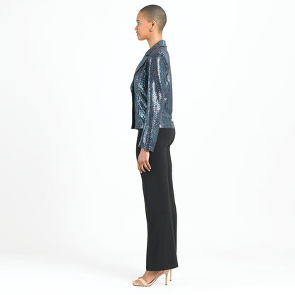 Shimmer Sequin - Modern Button Blazer - Gunmetal - Final Sale | Clara Sunwoo