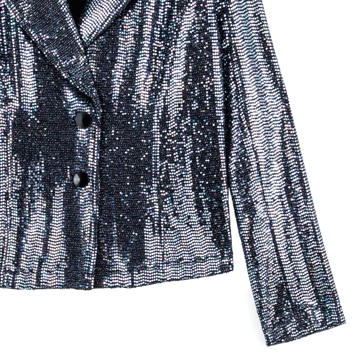 Shimmer Sequin - Modern Button Blazer - Gunmetal - Final Sale | Clara Sunwoo
