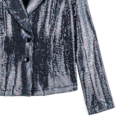 Shimmer Sequin - Modern Button Blazer - Gunmetal - Final Sale | Clara Sunwoo