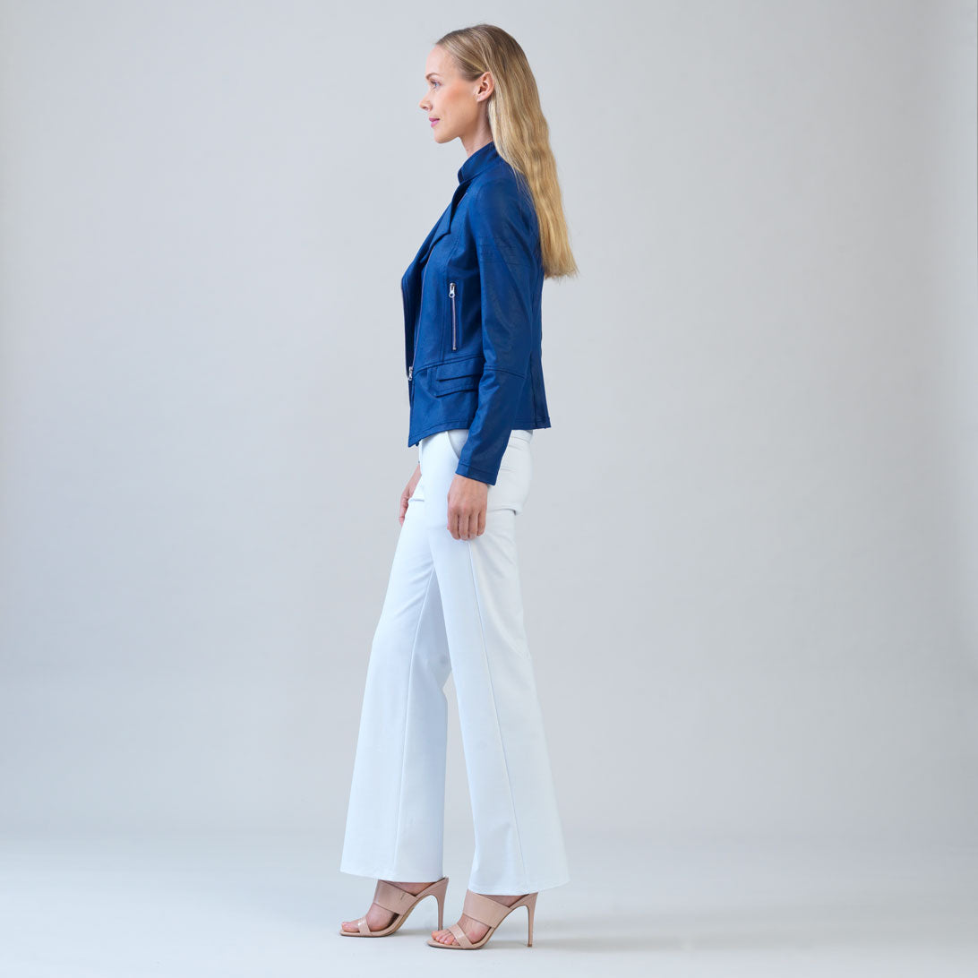Liquid Leather™ Biker Jacket - Cobalt - Final Sale | Clara Sunwoo