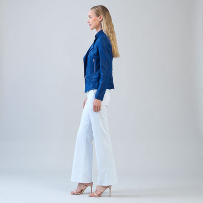 Liquid Leather™ Biker Jacket - Cobalt - Final Sale | Clara Sunwoo