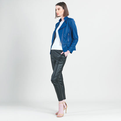 Liquid Leather™ Biker Jacket - Cobalt - Final Sale | Clara Sunwoo