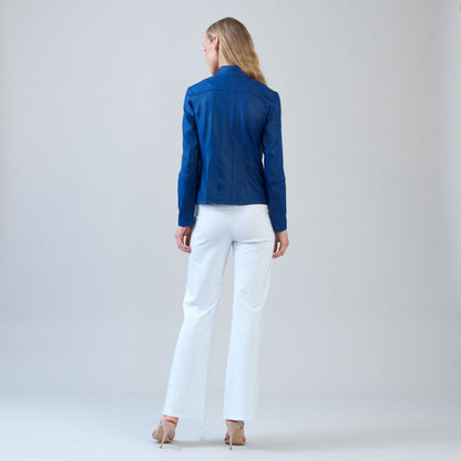 Liquid Leather™ Biker Jacket - Cobalt - Final Sale | Clara Sunwoo