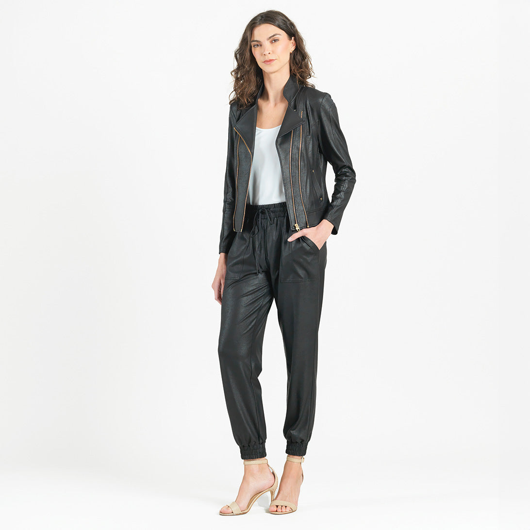 Liquid Leather™ Double Zip Pocket Jacket - Black | Clara Sunwoo