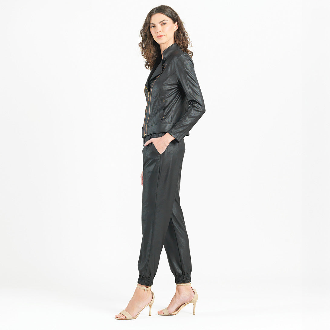 Liquid Leather™ Double Zip Pocket Jacket - Black | Clara Sunwoo