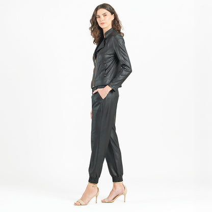 Liquid Leather™ Double Zip Pocket Jacket - Black | Clara Sunwoo