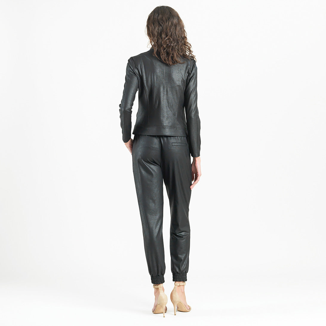 Liquid Leather™ Double Zip Pocket Jacket - Black | Clara Sunwoo