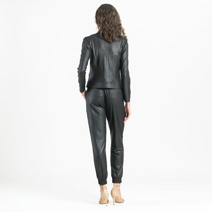 Liquid Leather™ Double Zip Pocket Jacket - Black | Clara Sunwoo