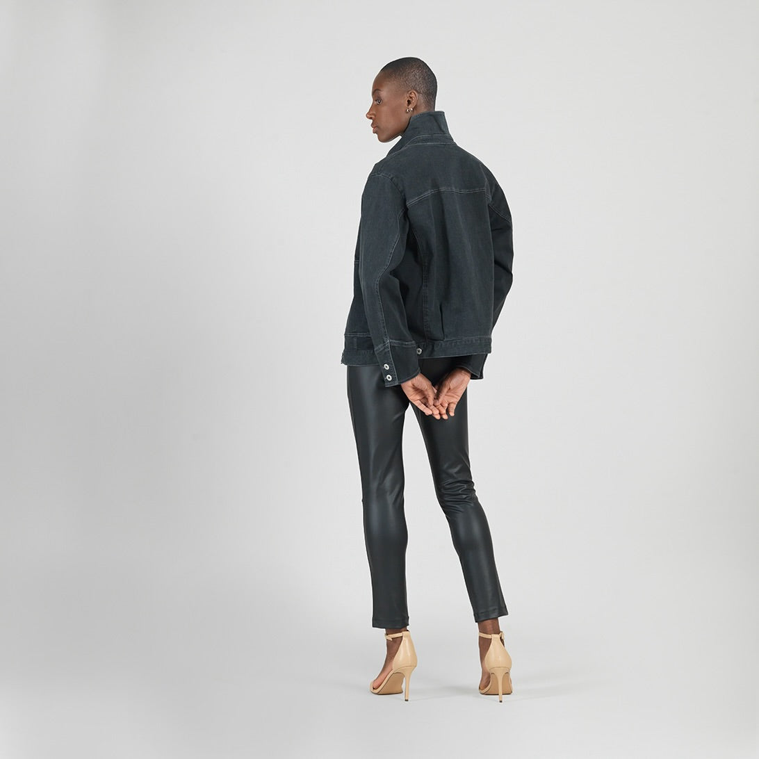 Denim Stretch - Button Closure Pocket Jacket - Black - Final Sale! | Clara Sunwoo