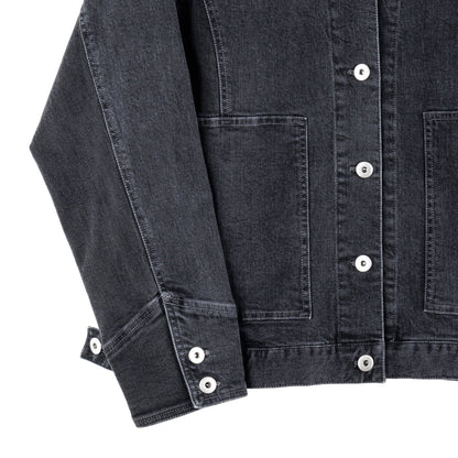 Denim Stretch - Button Closure Pocket Jacket - Black - Final Sale! | Clara Sunwoo