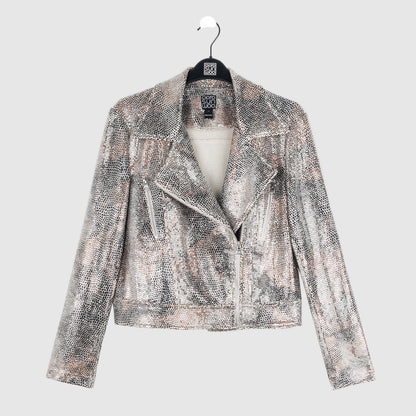 Sequin Knit - Moto Waist Jacket - Champagne - Final Sale | Clara Sunwoo