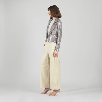 Sequin Knit - Moto Waist Jacket - Champagne - Final Sale | Clara Sunwoo
