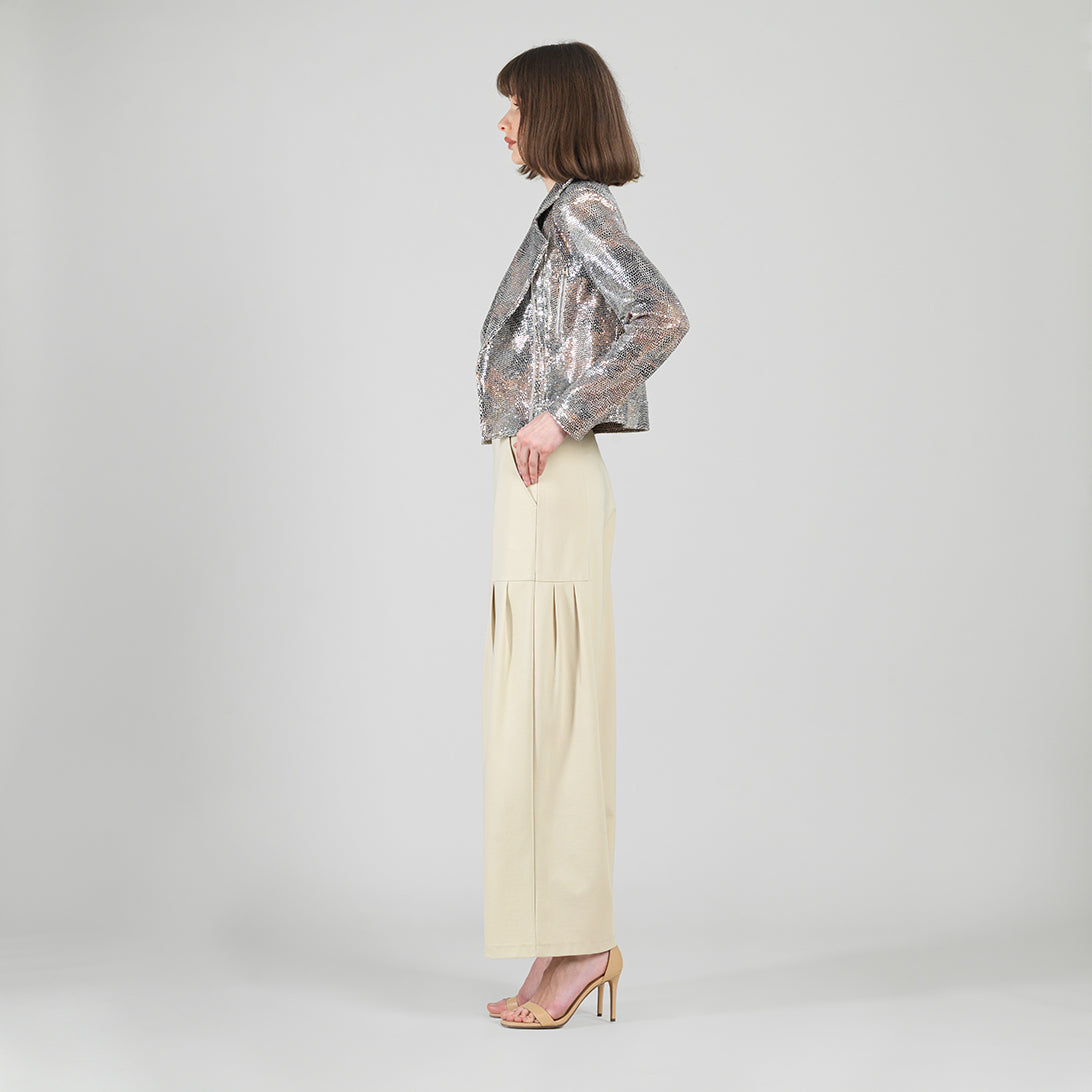 Sequin Knit - Moto Waist Jacket - Champagne - Final Sale | Clara Sunwoo