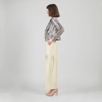 Sequin Knit - Moto Waist Jacket - Champagne - Final Sale | Clara Sunwoo
